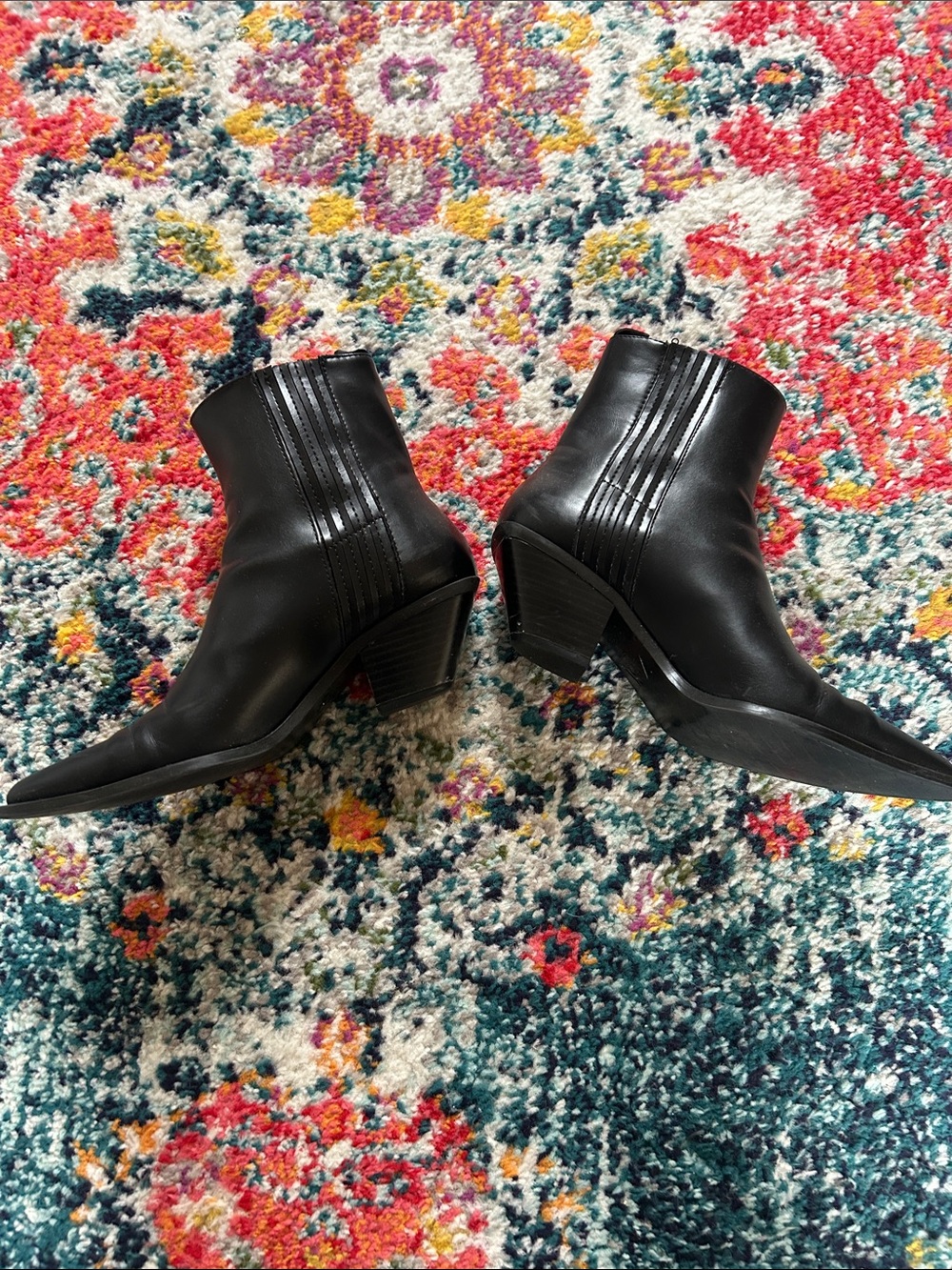 Zara Black Pointed Toe Ankle Booties - Picture 3 of 5